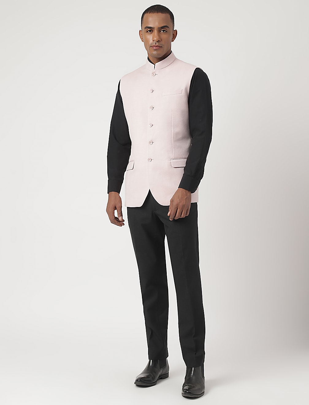Tailored-Fit Textured Sleeveless Waistcoat