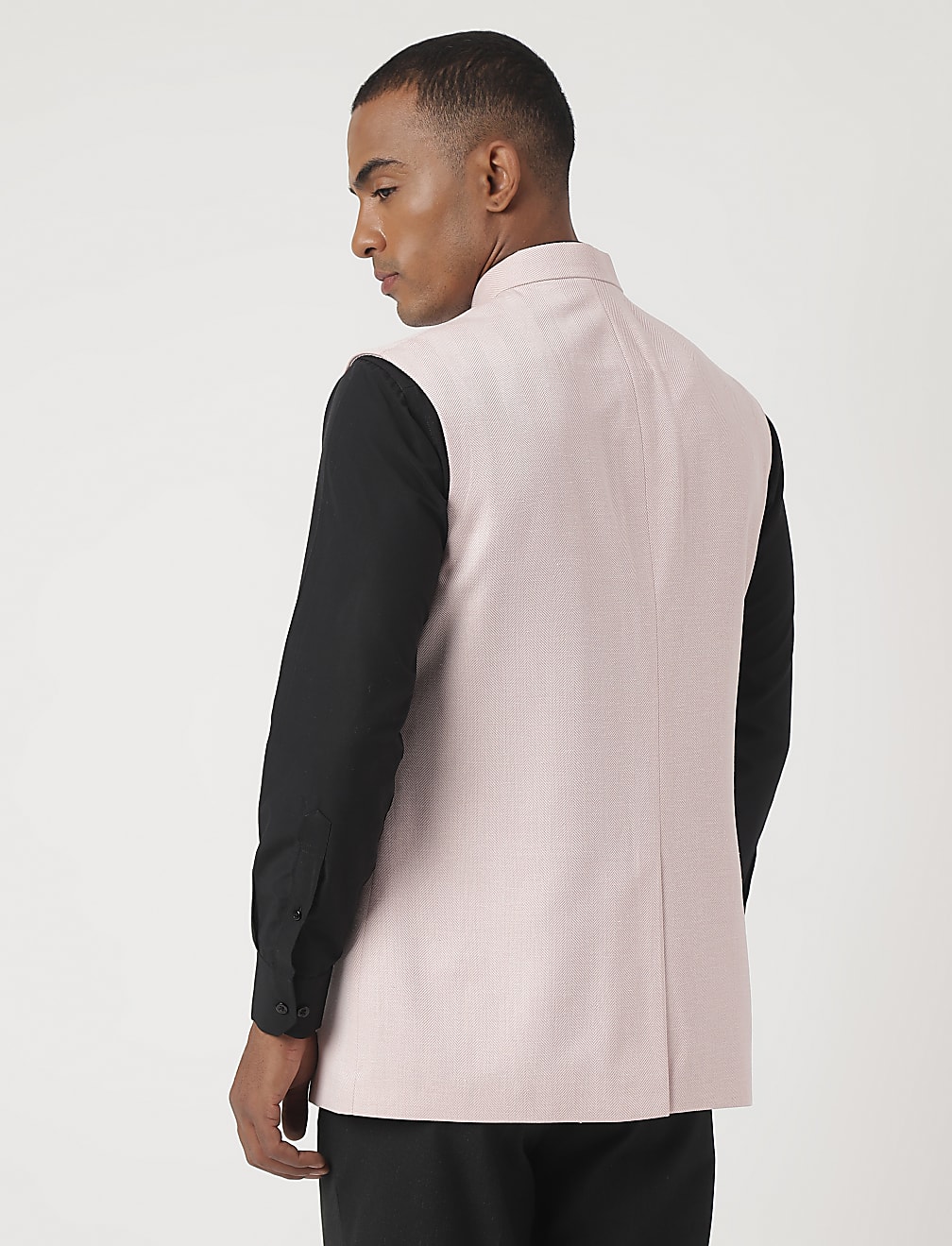 Tailored-Fit Textured Sleeveless Waistcoat