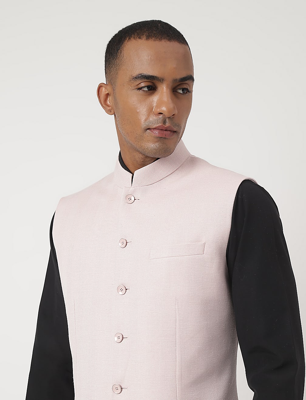 Tailored-Fit Textured Sleeveless Waistcoat