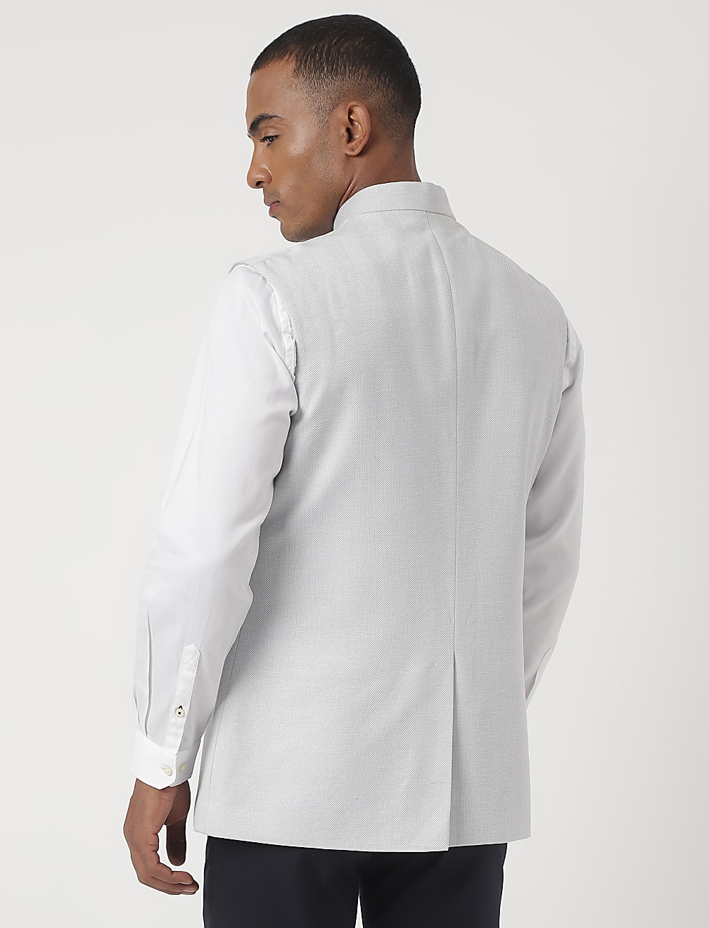 Tailored-Fit Textured Sleeveless Waistcoat