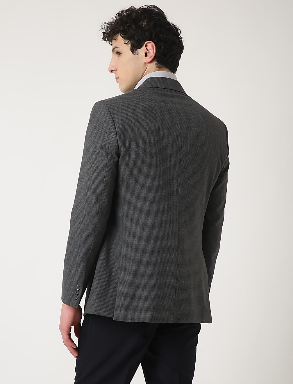 Textured Lapel Collar Blazer