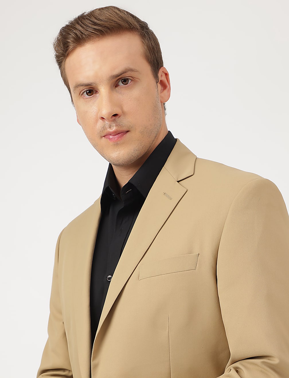 Plain Notch Lapel Single Breasted Blazer