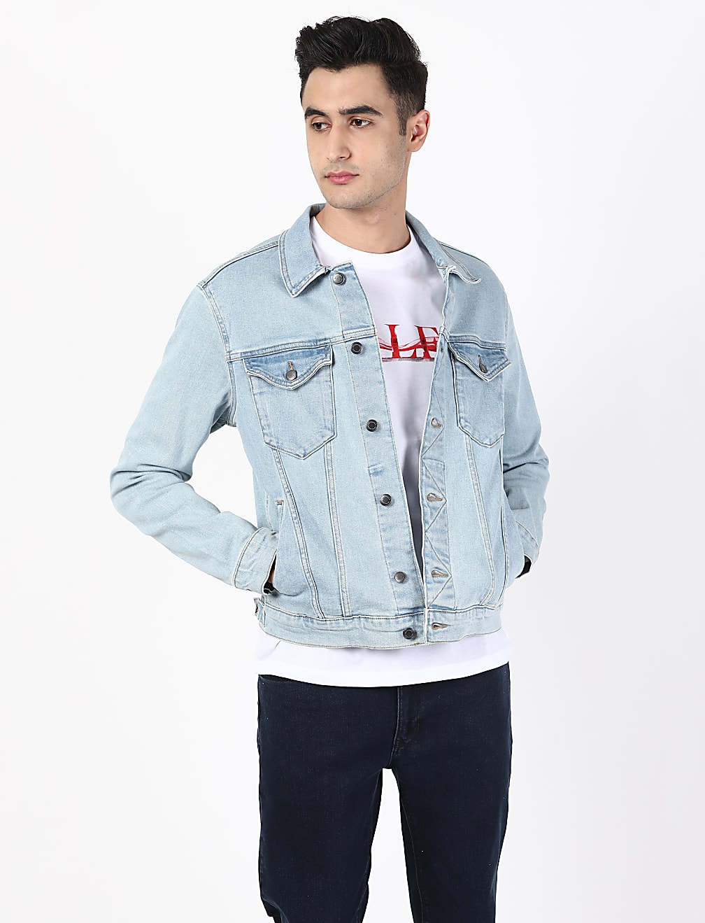 Mens jean jacket light wash clearance
