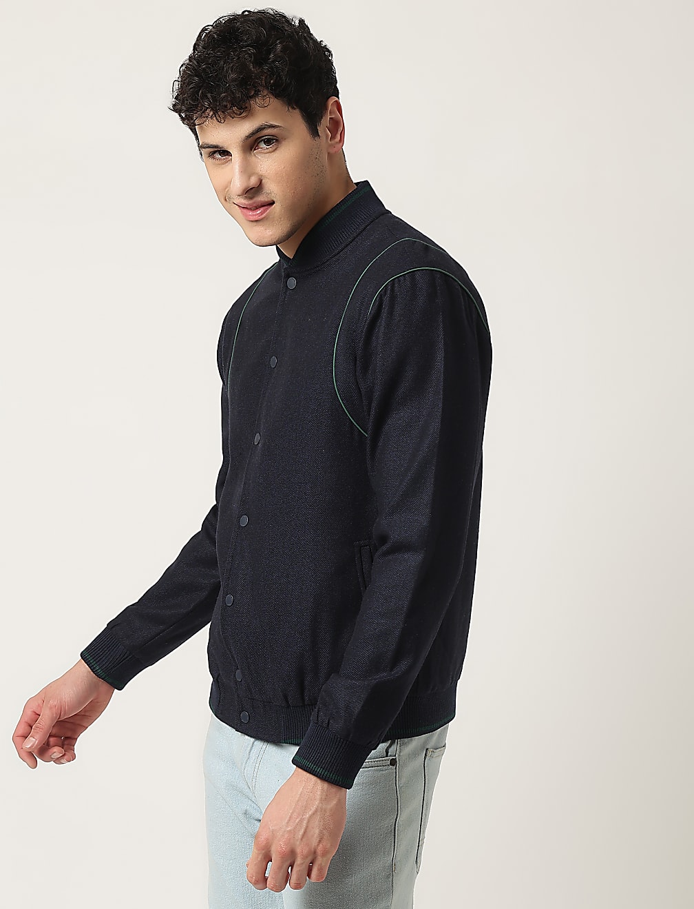Striped Regular Fit Bomber Jacket