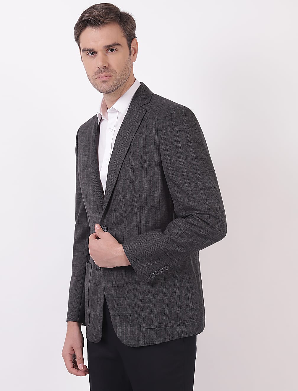 Checks Lapel Collar Blazer