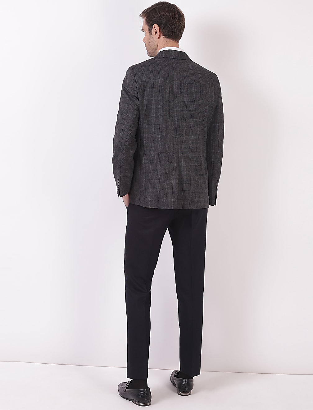 Checks Lapel Collar Blazer