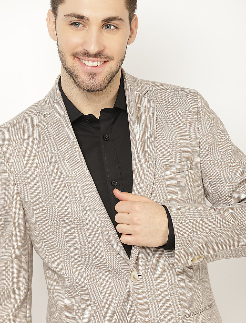 Check Jersey Blazer