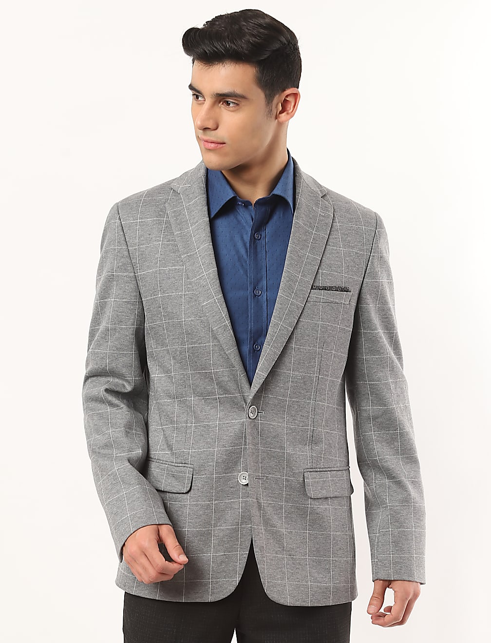 Checks Lapel Collar Blazer