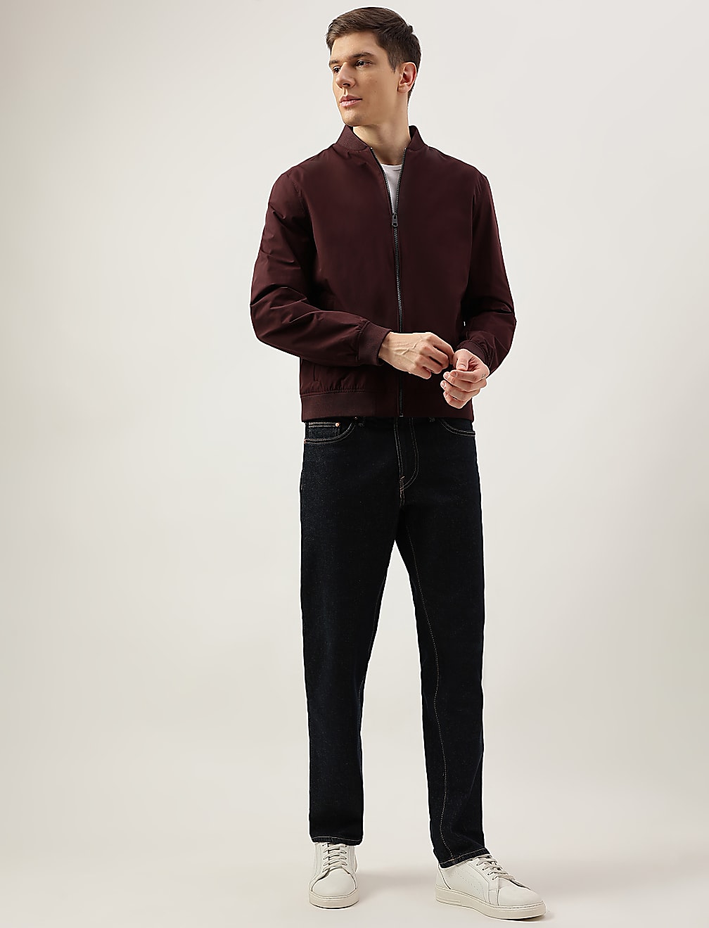 Plain Band Collar Jacket