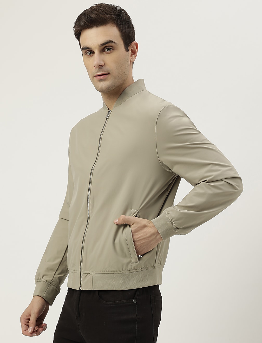 Plain Band Collar Jacket