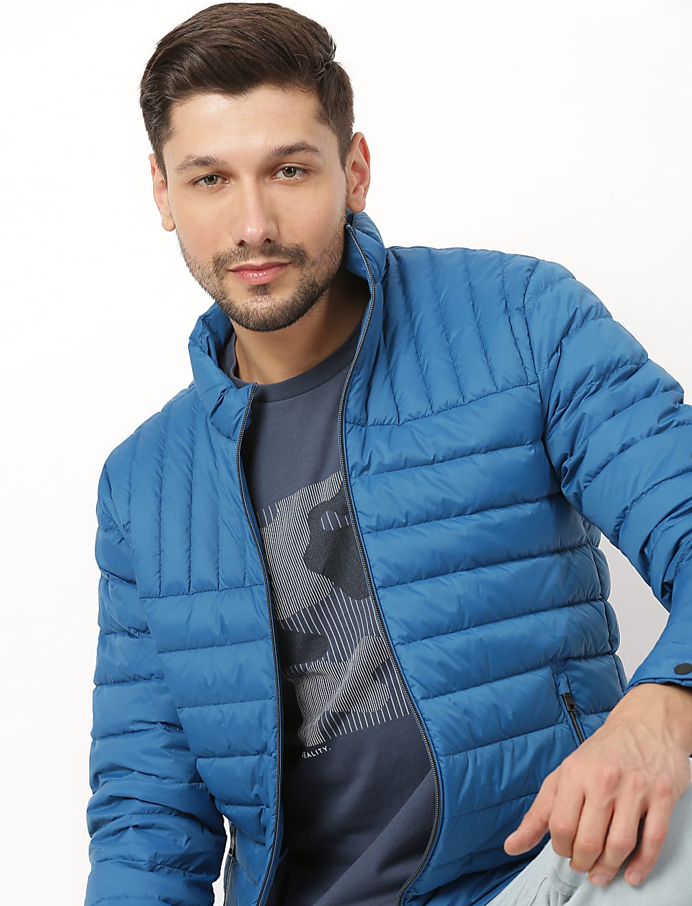 Pure Polyamide Plain High Neck Jacket