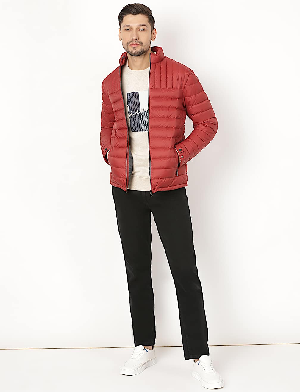 Pure Polyamide Plain High Neck Jacket