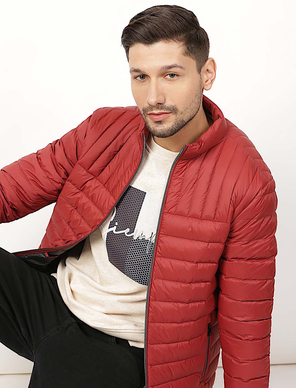 Pure Polyamide Plain High Neck Jacket