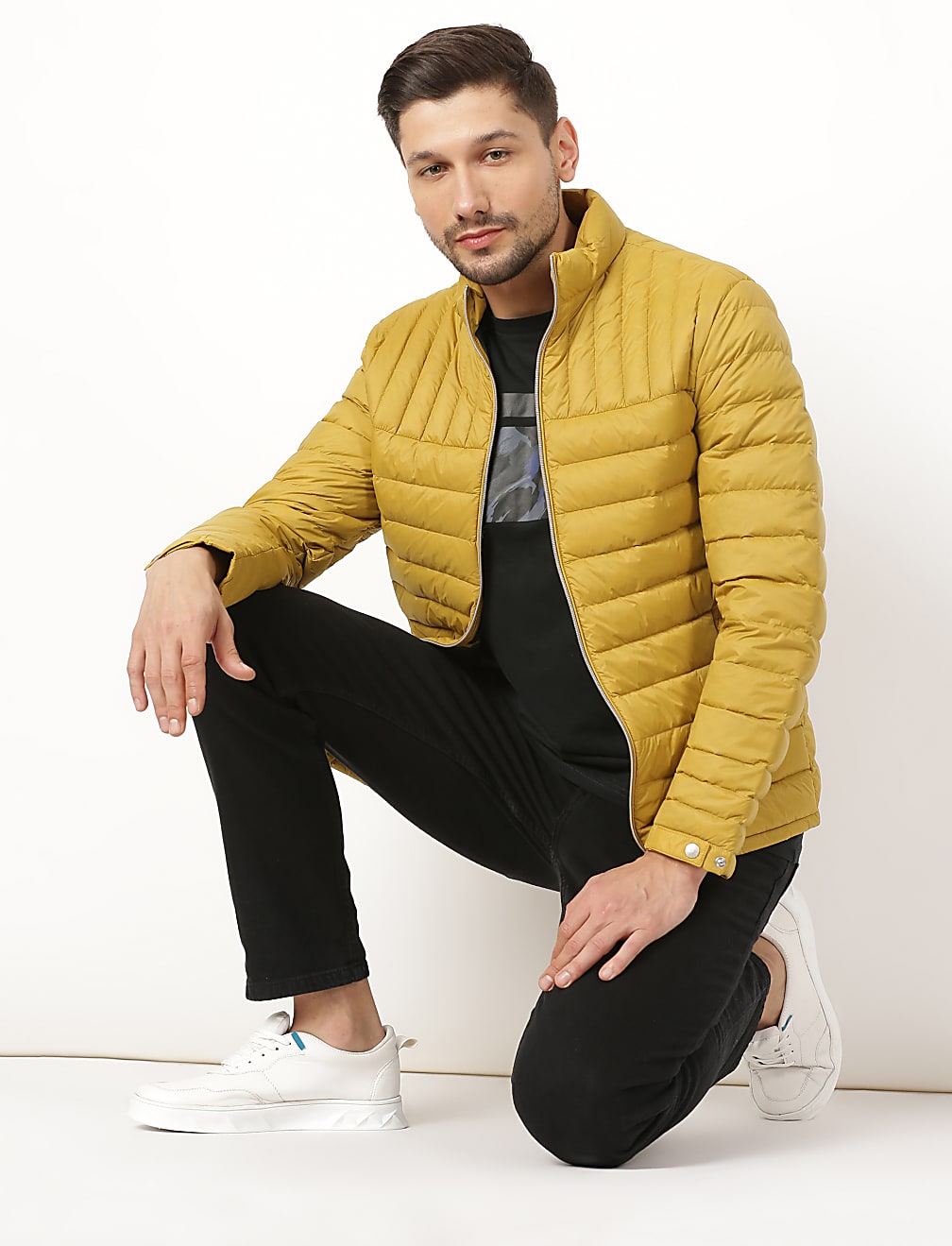 Pure Polyamide Plain High Neck Jacket