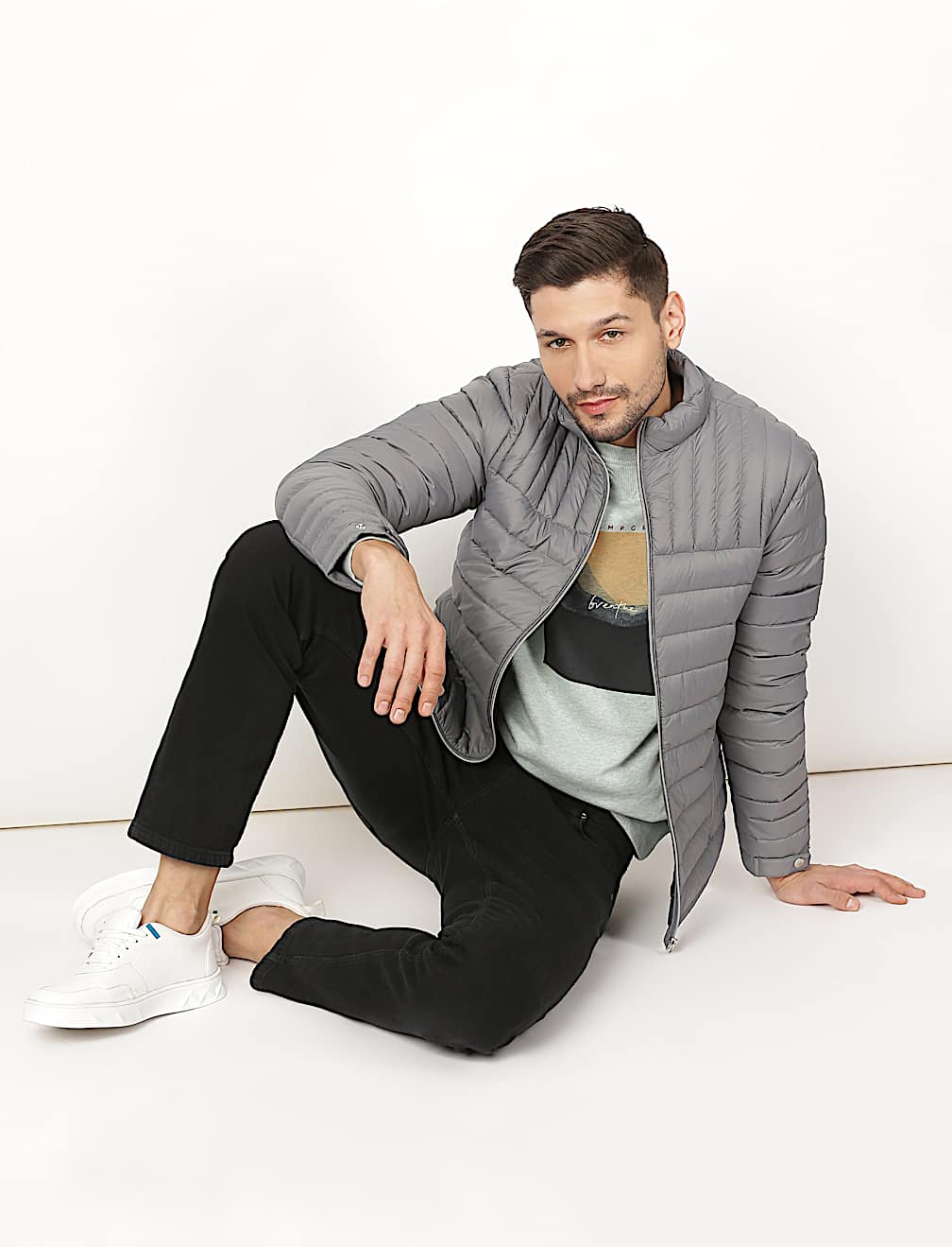 Pure Polyamide Plain High Neck Jacket