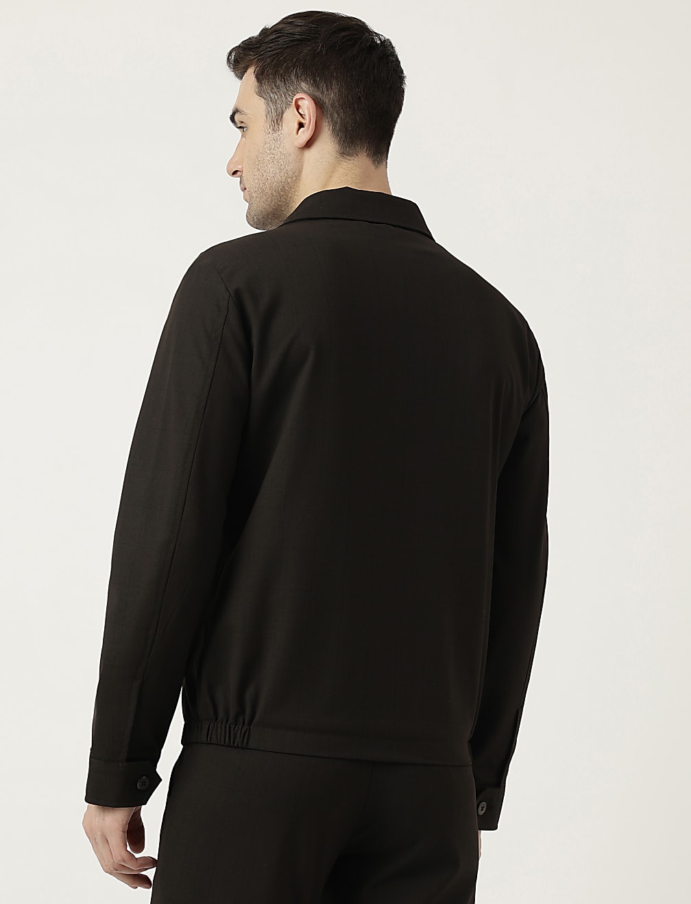 Slim Fit Striped Spread Collar Jacket