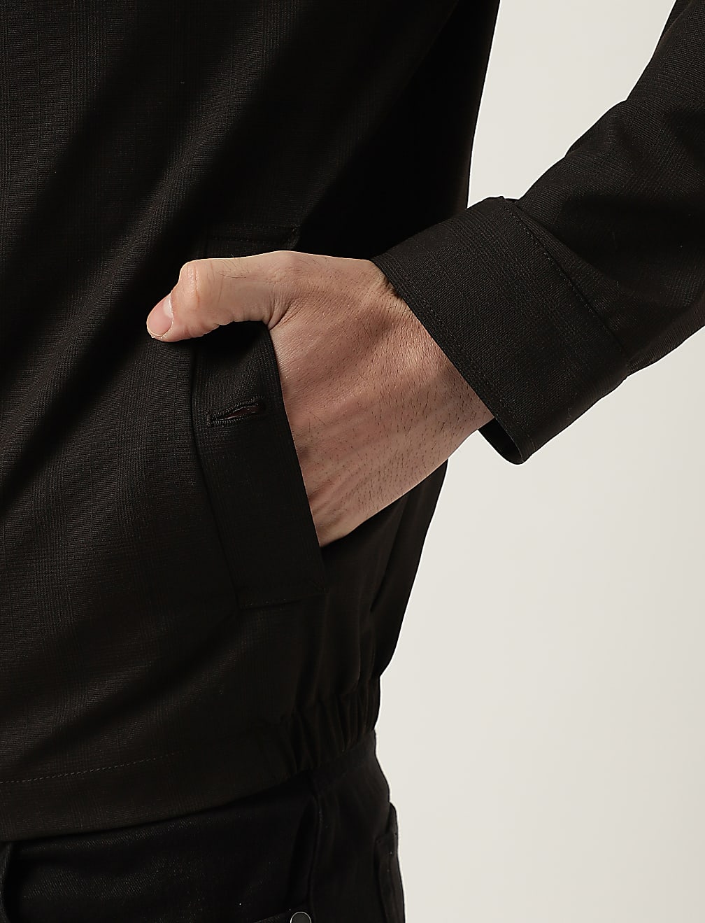 Slim Fit Striped Spread Collar Jacket