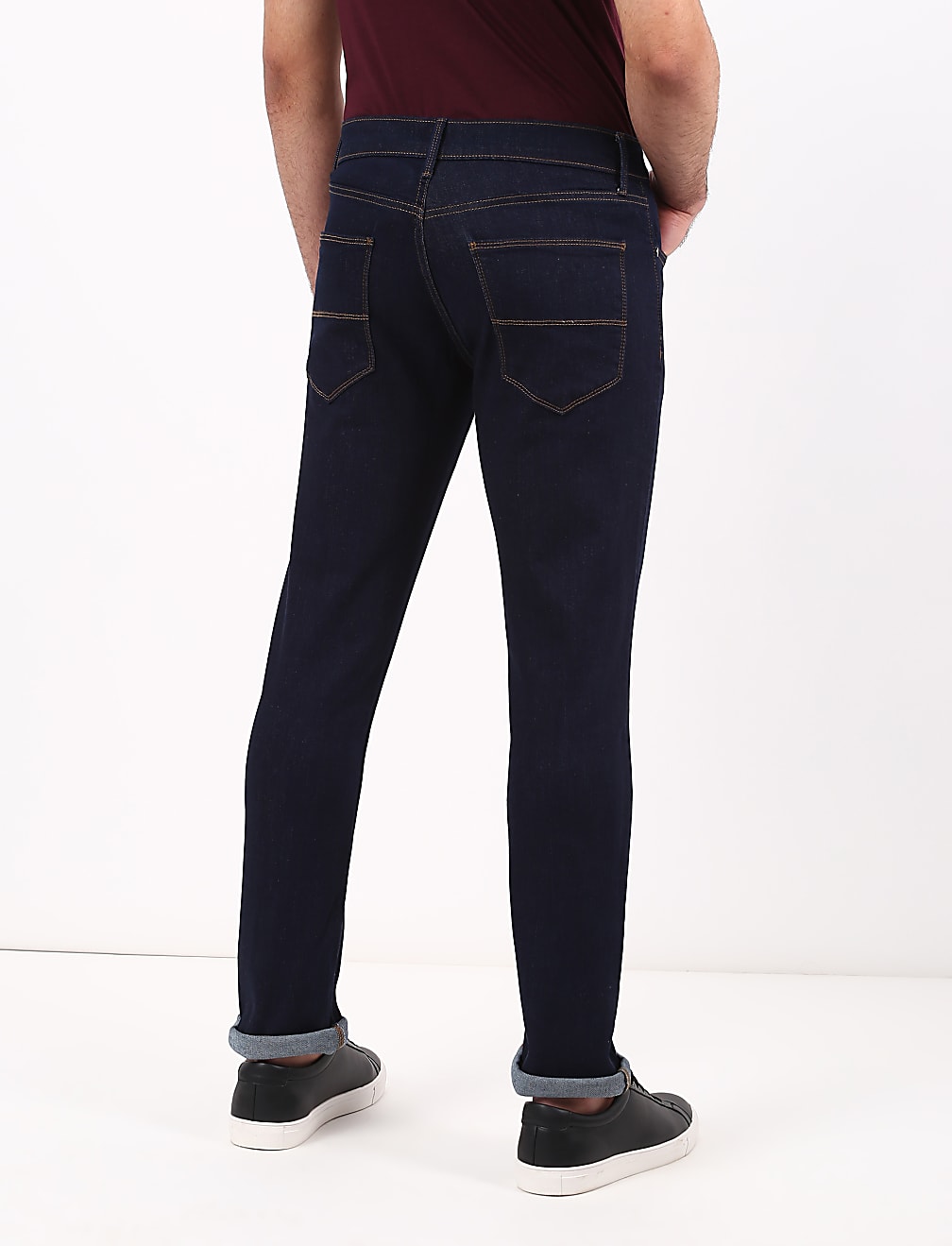 Cotton Mix Plain Tapered Fit Jeans