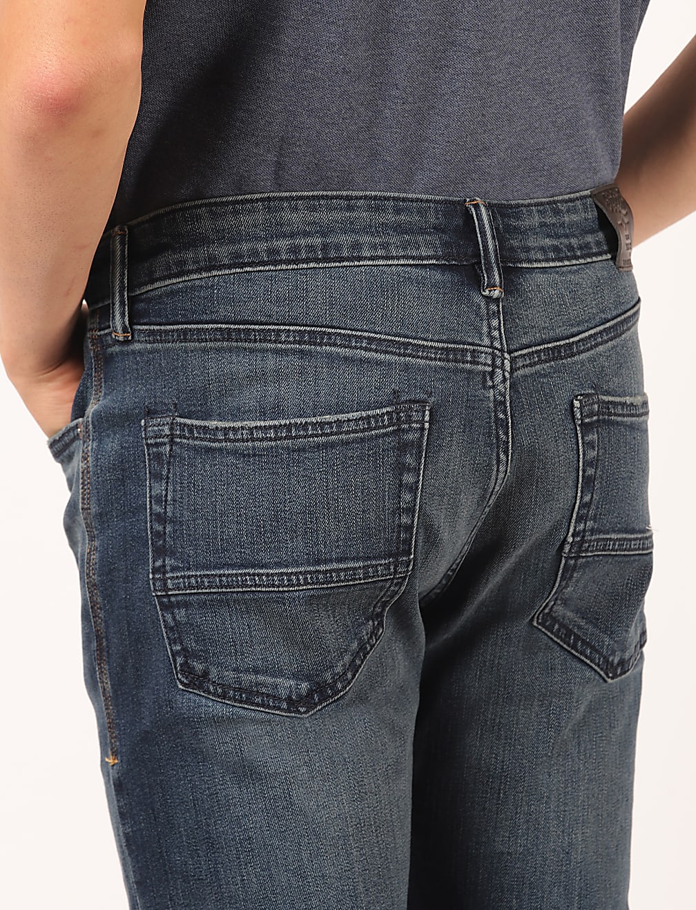Cotton Mix Plain Tapered Fit Jeans