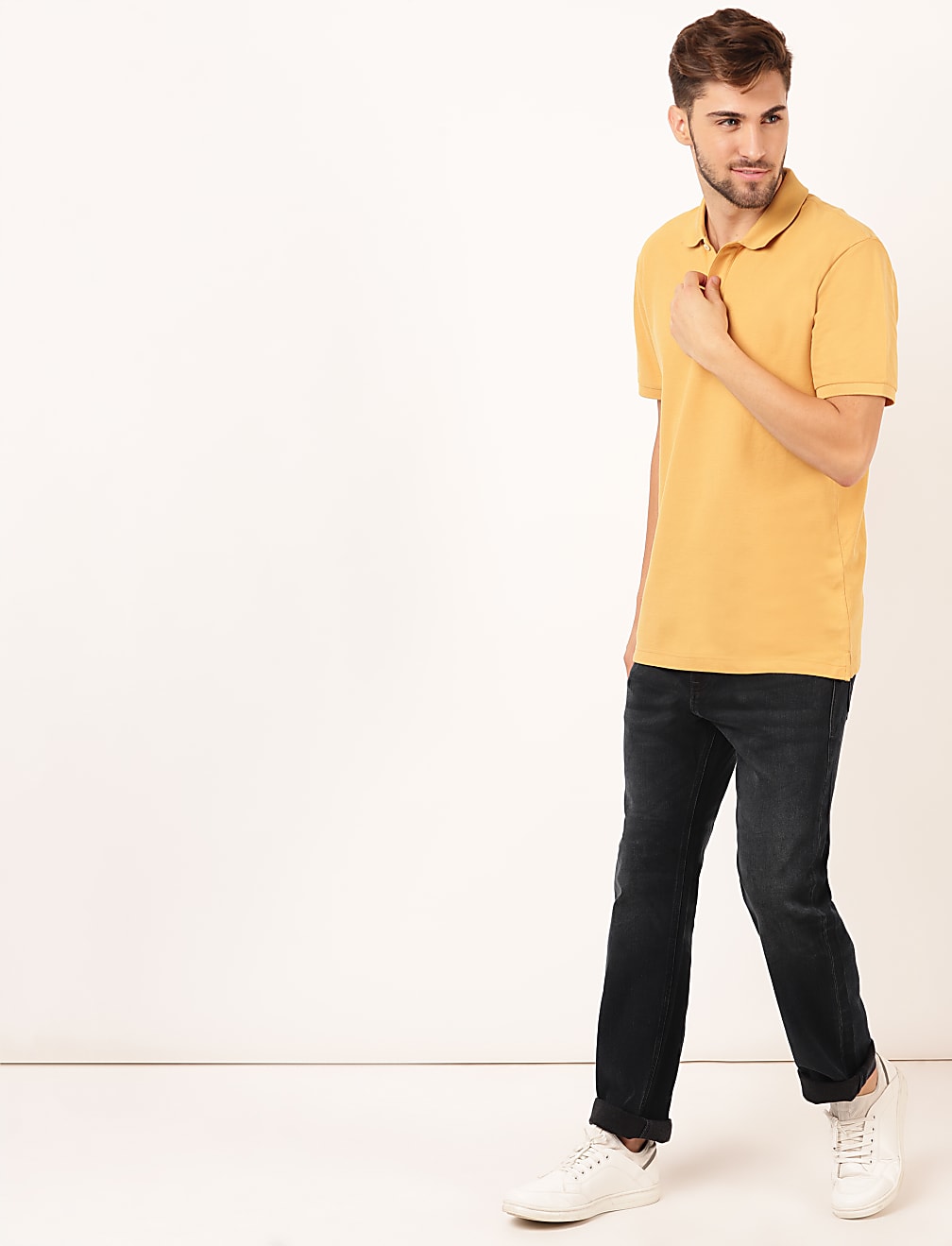 Cotton Mix Plain Regular Fit Jeans