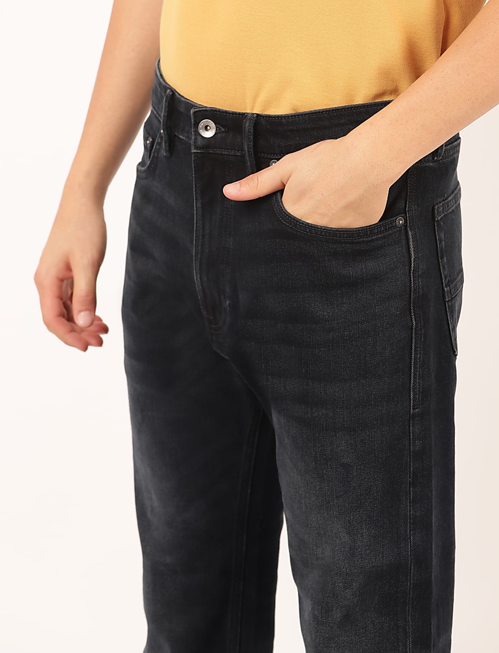 Cotton Mix Plain Regular Fit Jeans