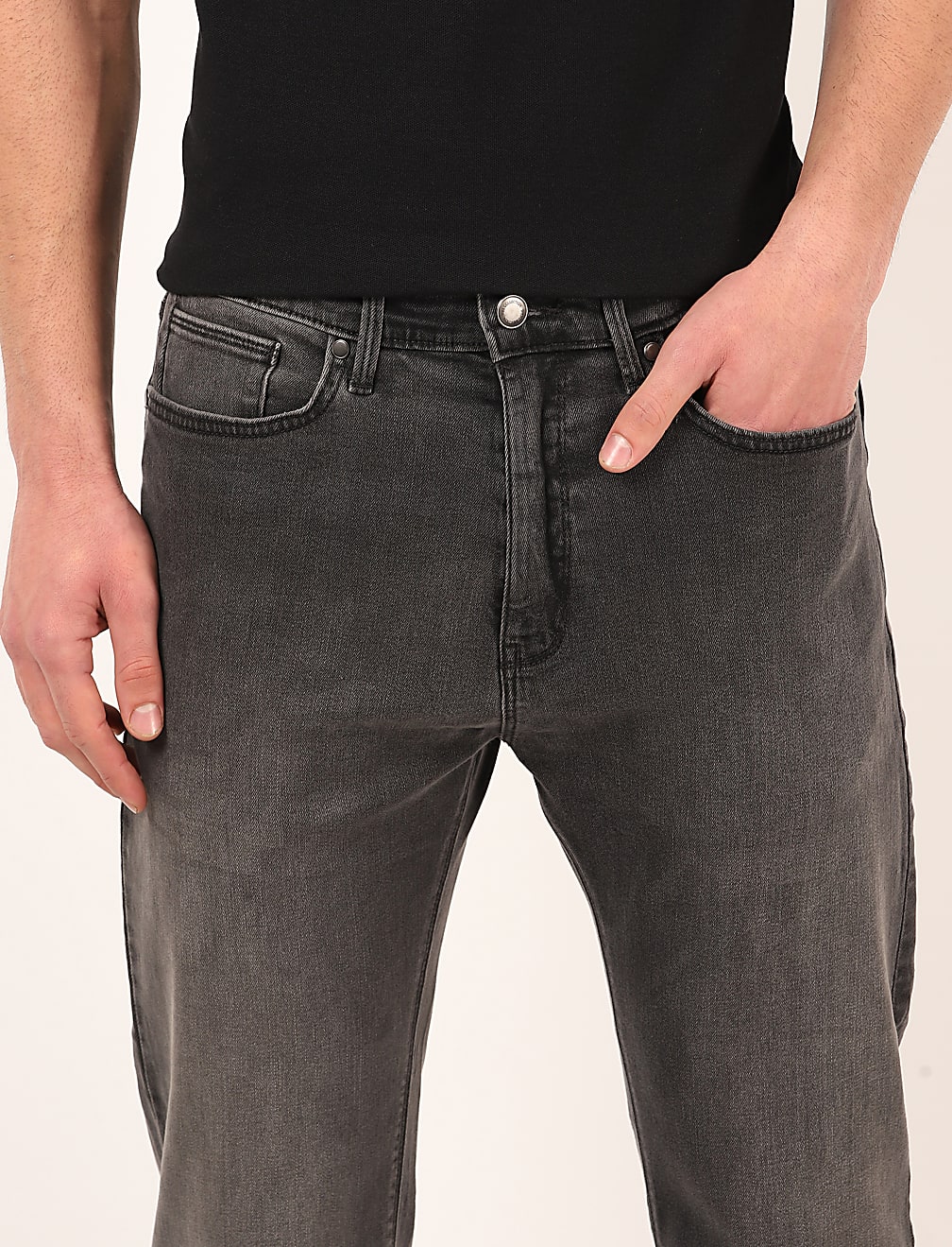 Cotton Mix Plain Regular Fit Jeans