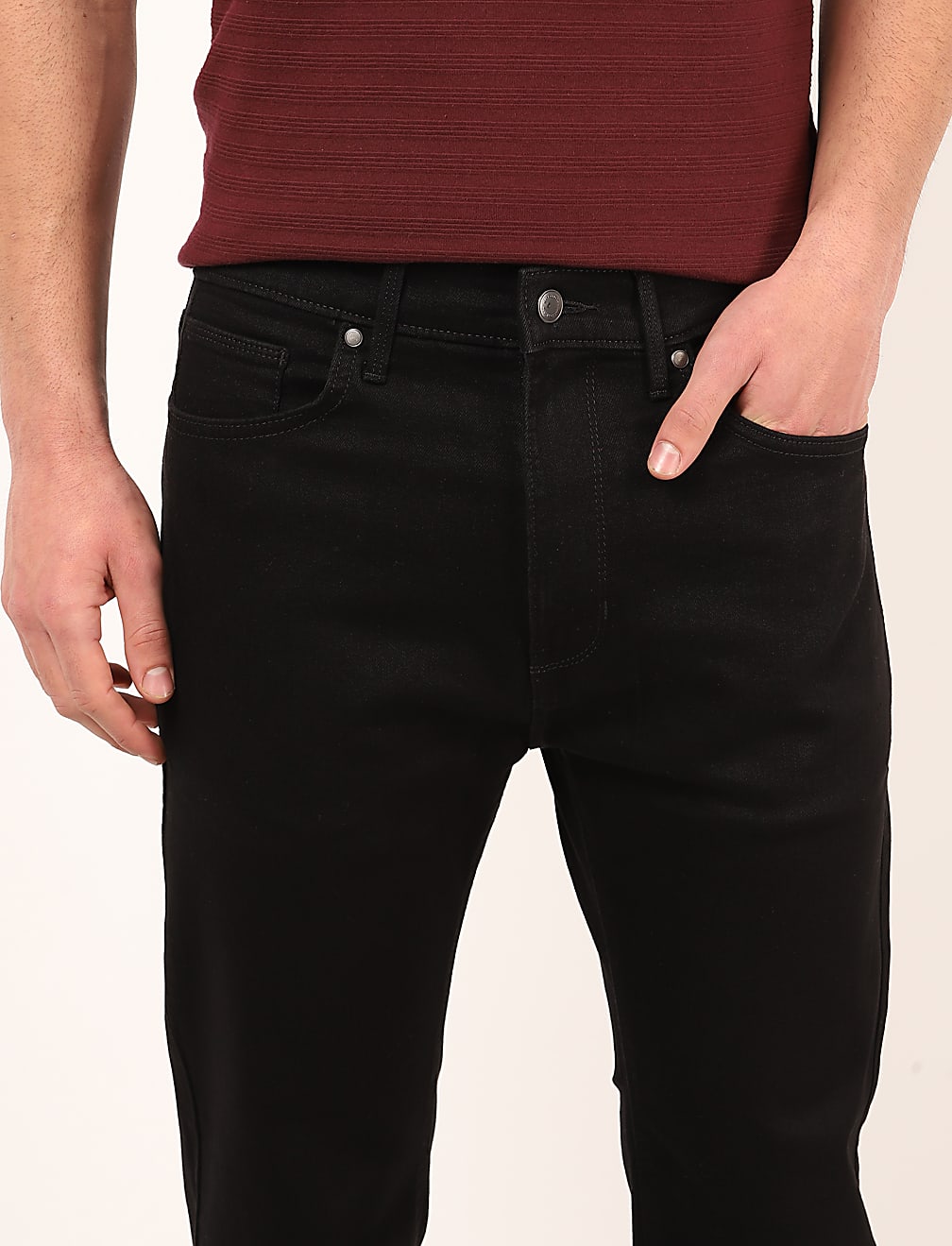 Cotton Mix Plain Regular Fit Jeans