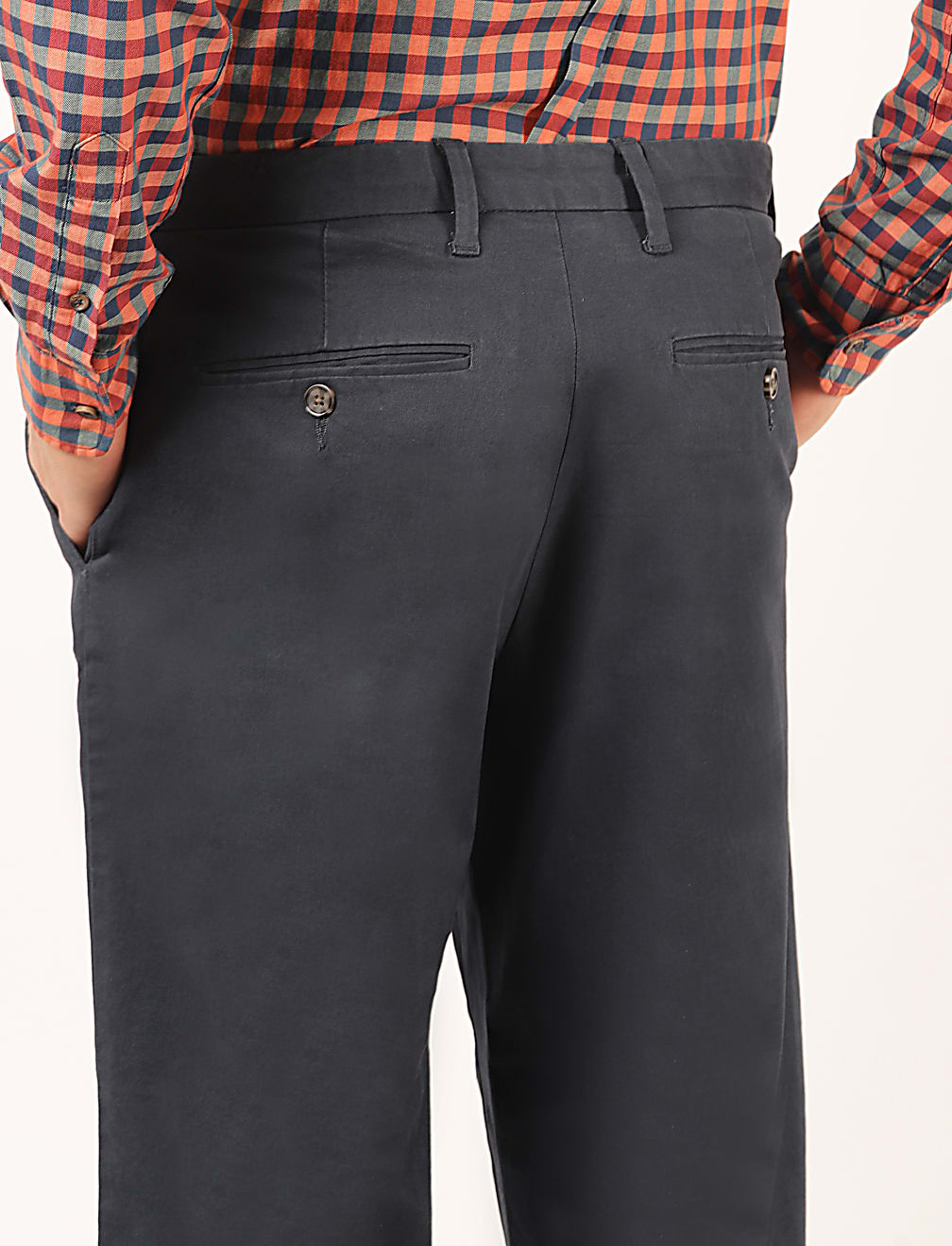 Cotton Mix Plain Regular Fit Trouser