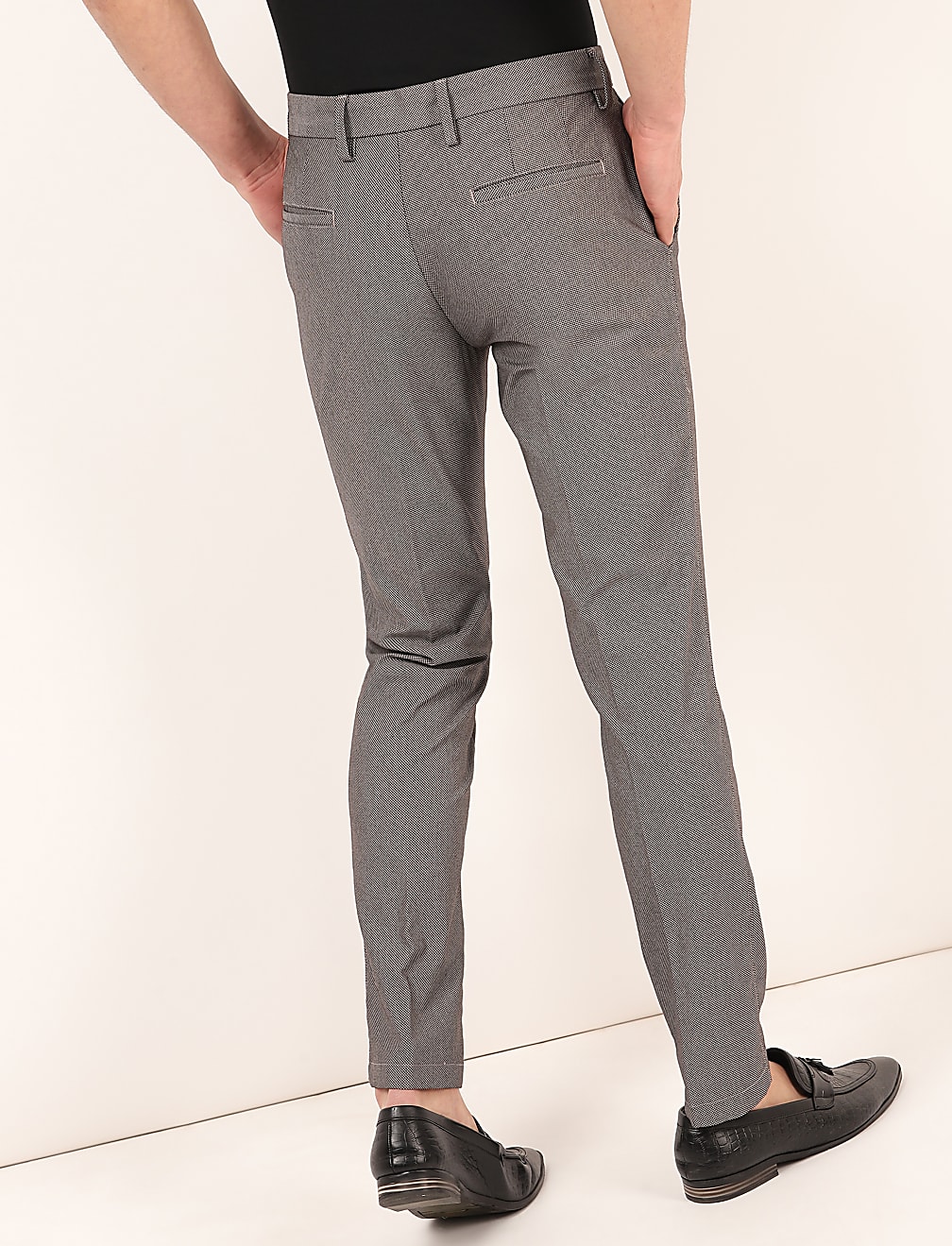 Cotton Mix Self Design Slim Fit Trouser