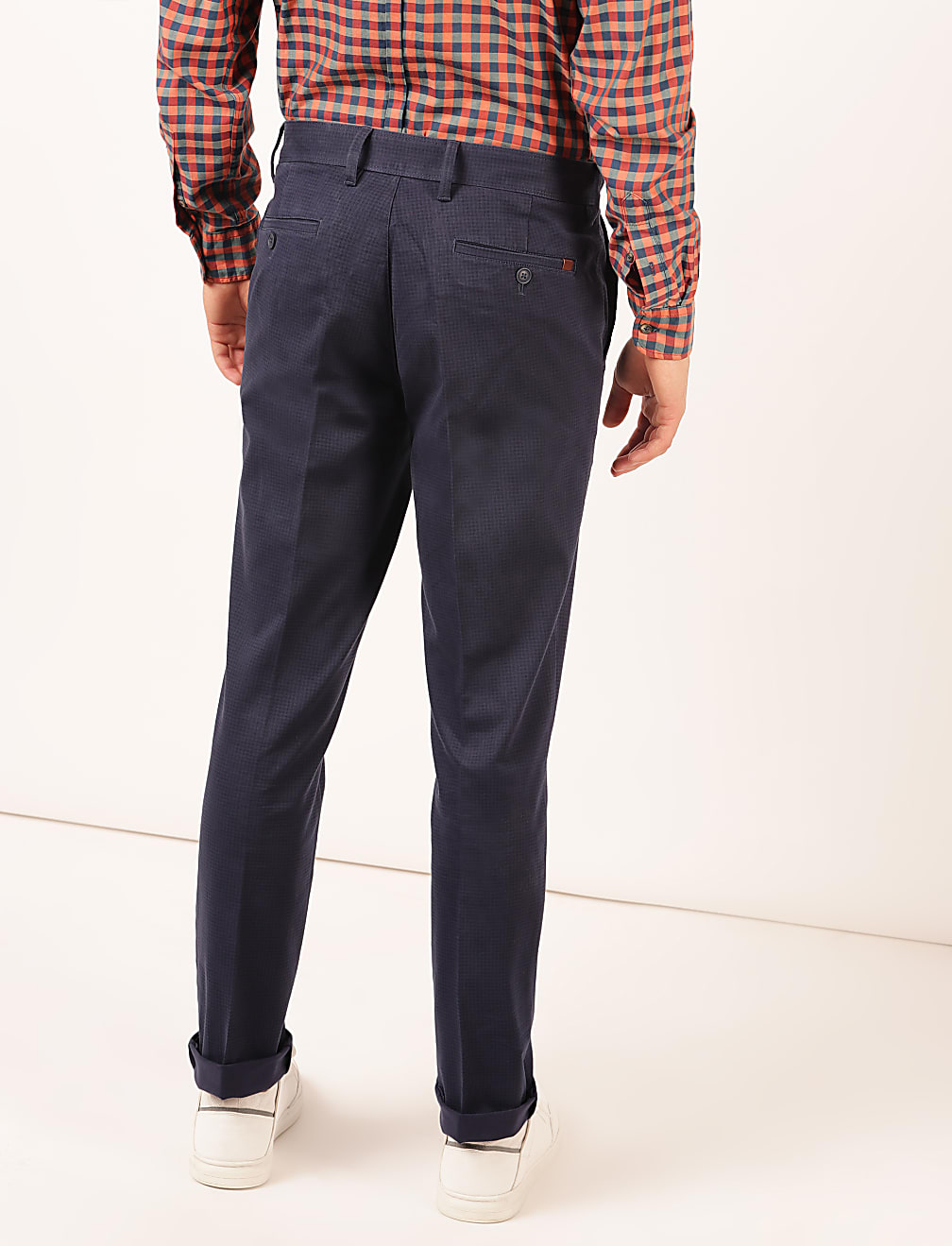 Cotton Mix Self Design Regular Fit Trouser