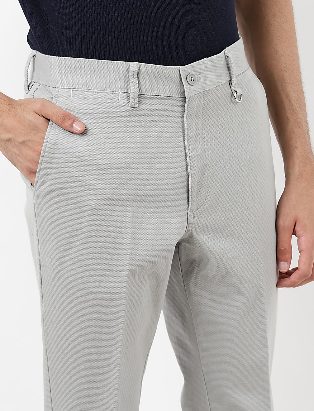 Textured Slim Fit Hem Roll Up Chinos