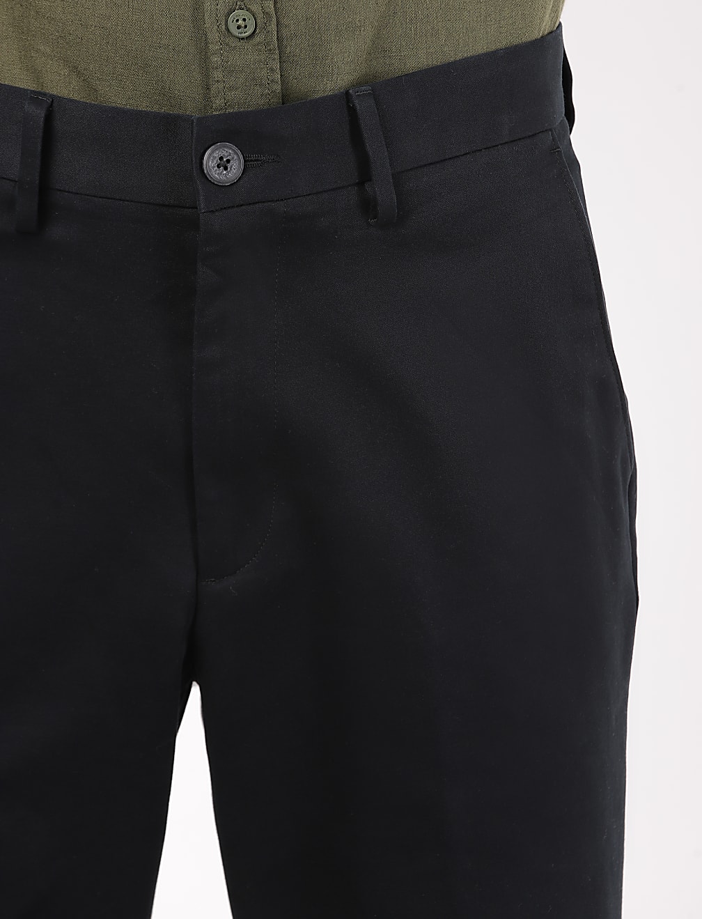 Cotton Mix Plain Regular Fit Trouser