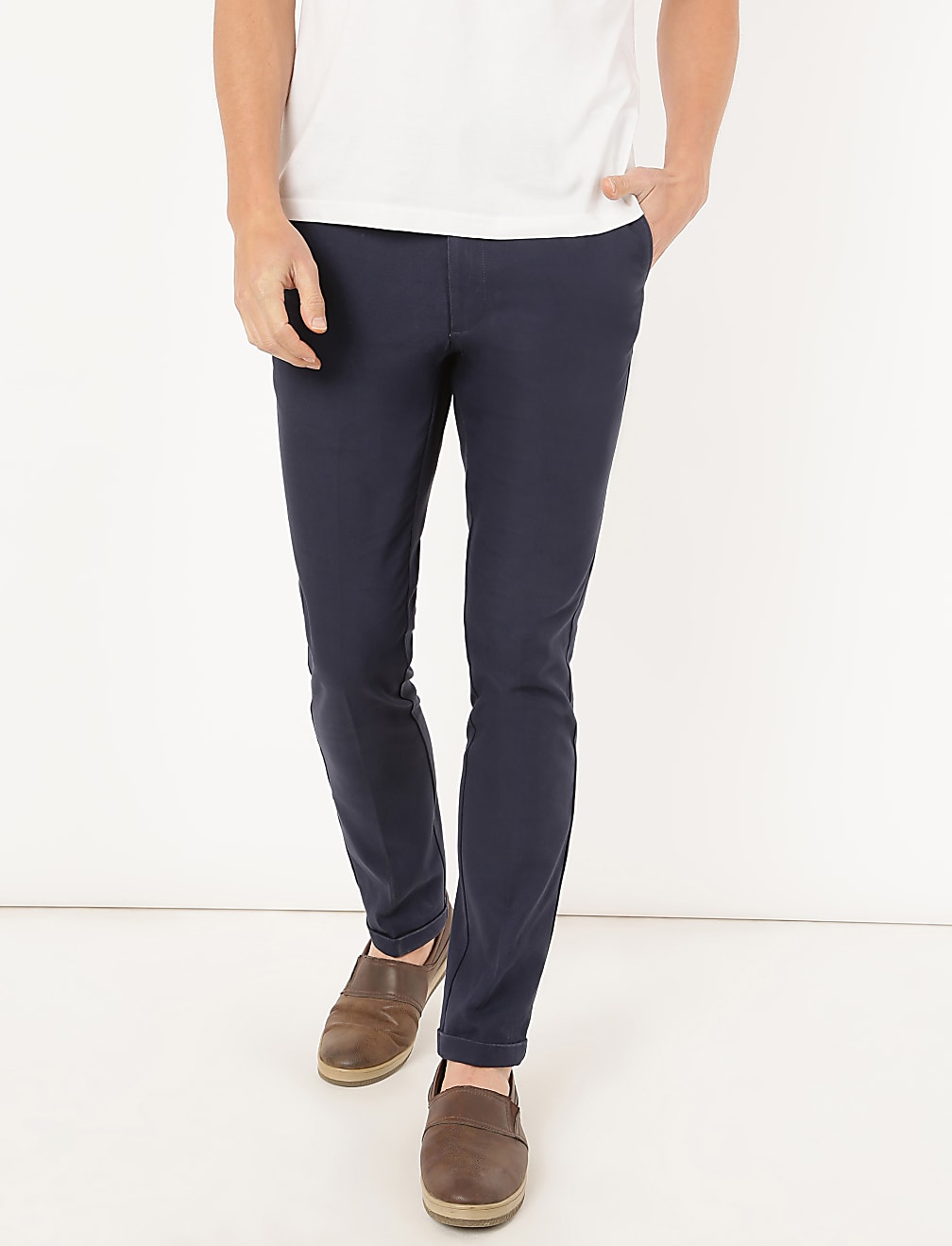 Pure Cotton Textured Slim Fit Trouser