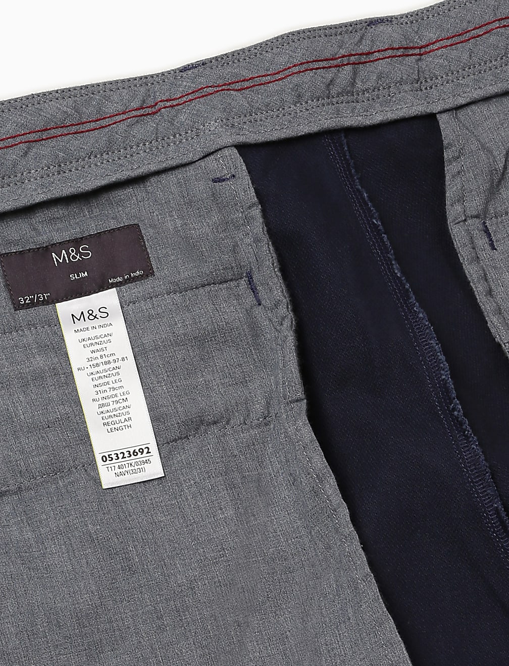Pure Cotton Textured Slim Fit Trouser