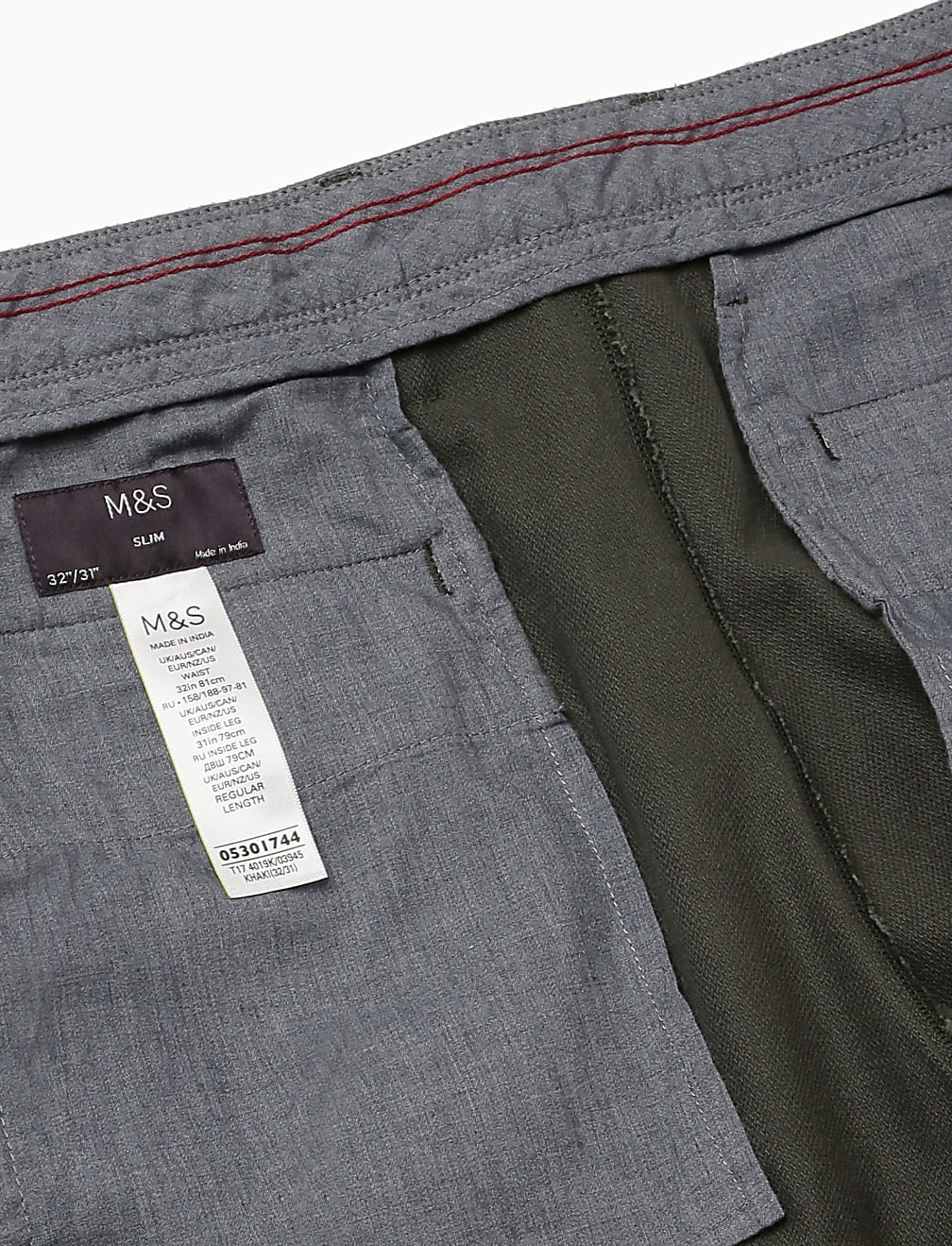 Pure Cotton Textured Slim Fit Trouser