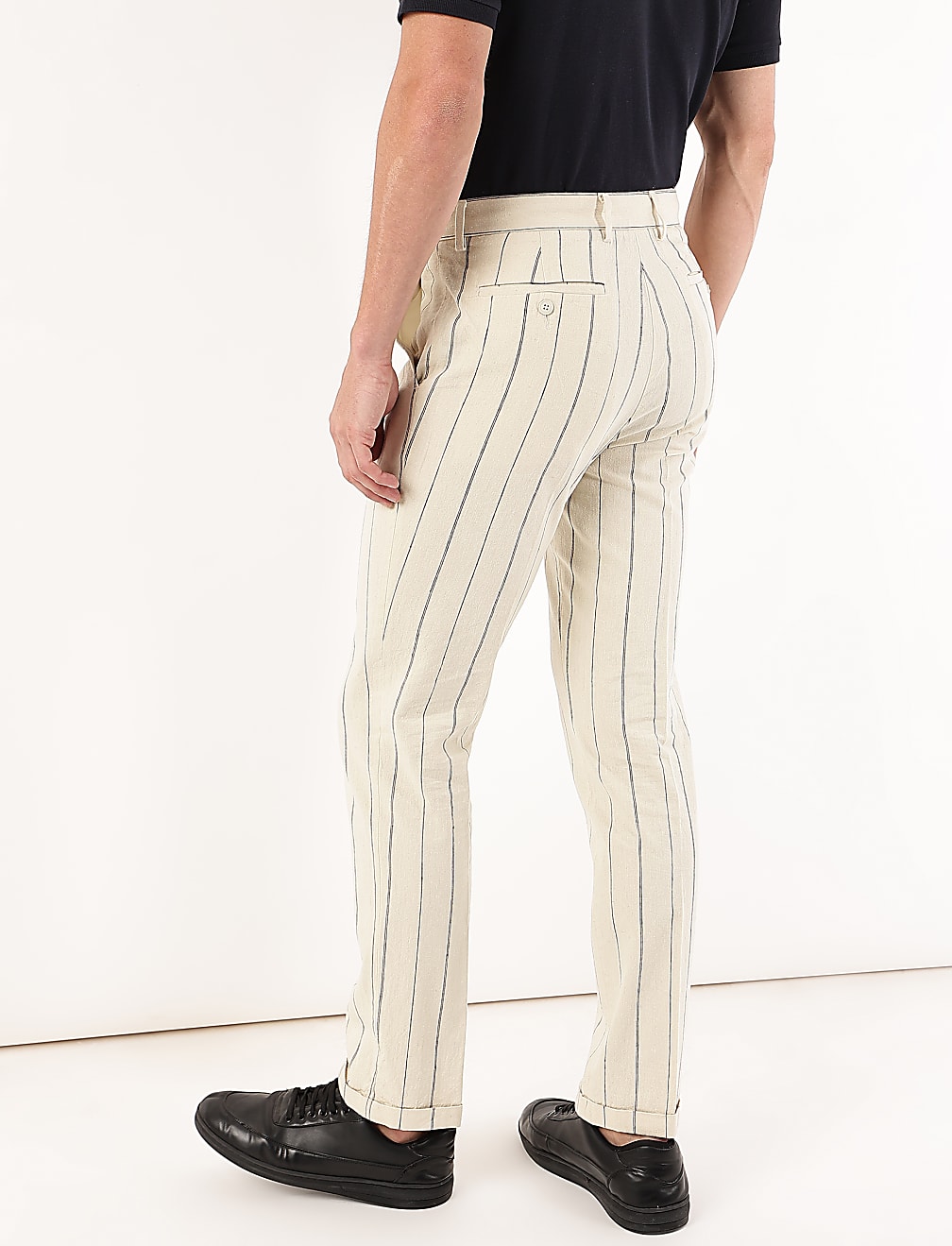 Cotton Mix Striped Regular Fit Trouser