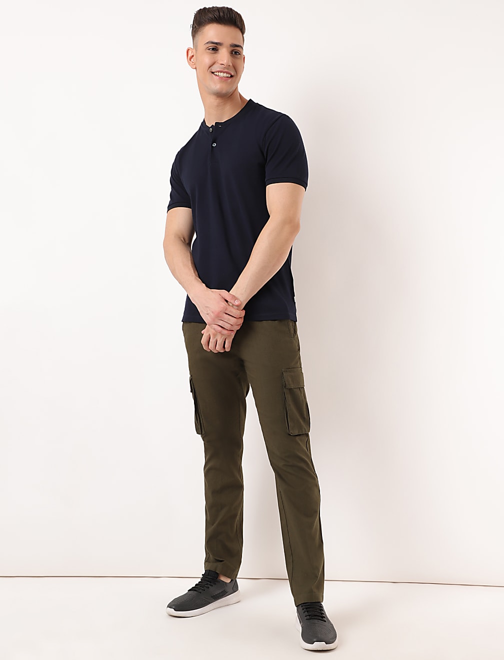 Cotton Mix Plain Regular Fit Trouser