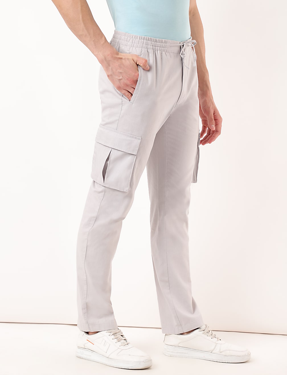 Cotton Mix Plain Regular Fit Trouser