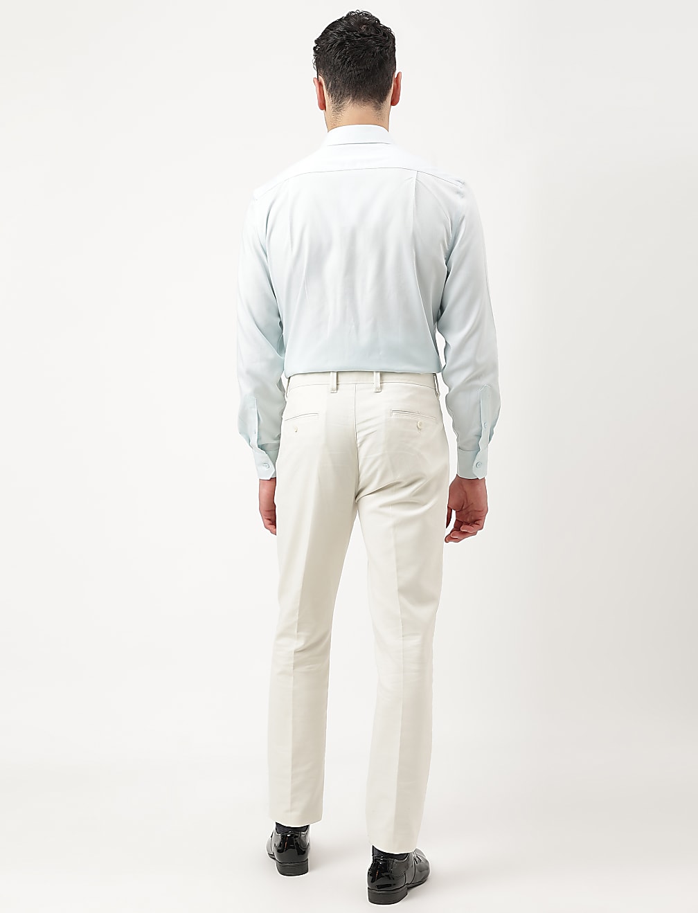 Cotton Mix Plain Slim Fit Trousers