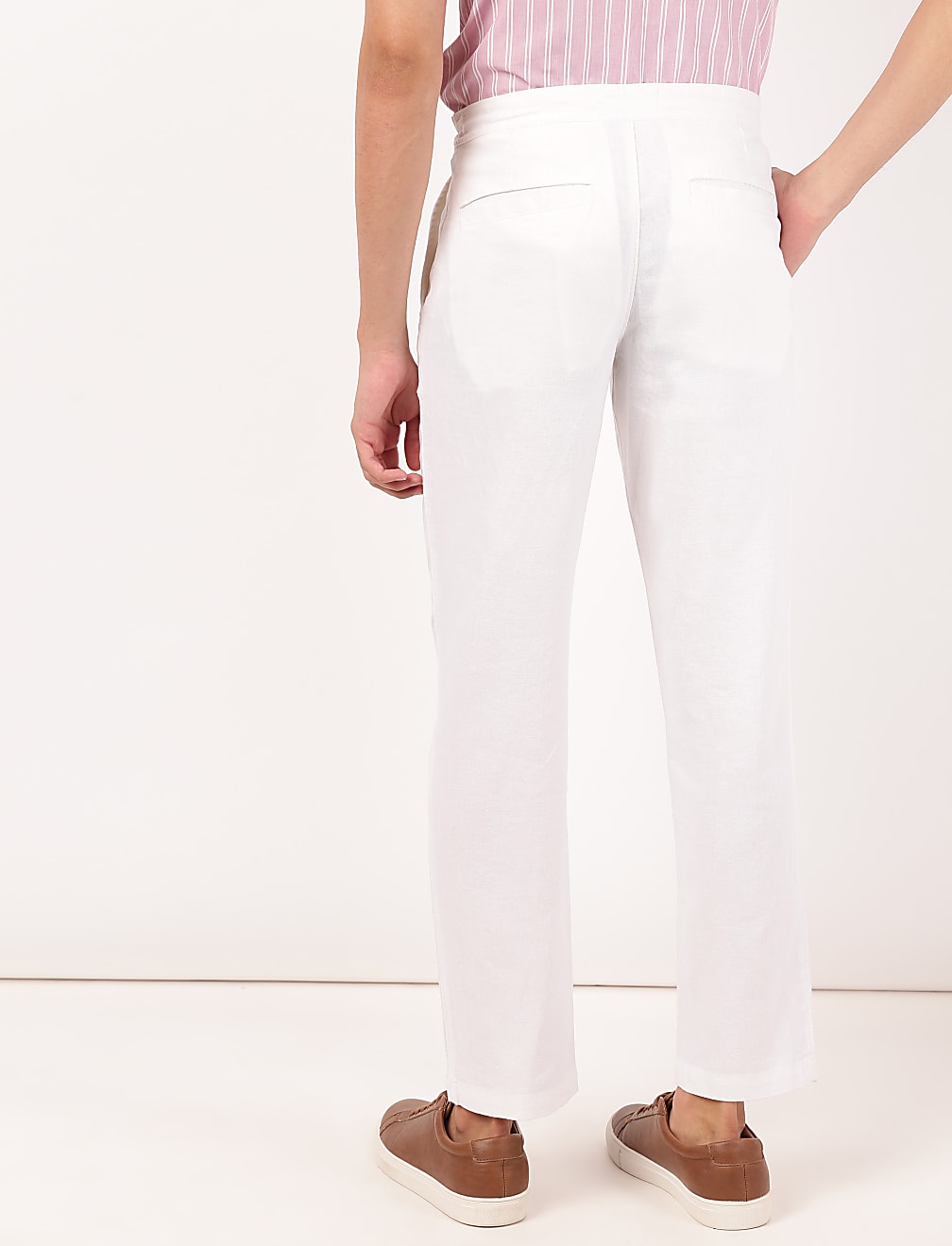 Linen Mix Plain Regular Fit Trouser