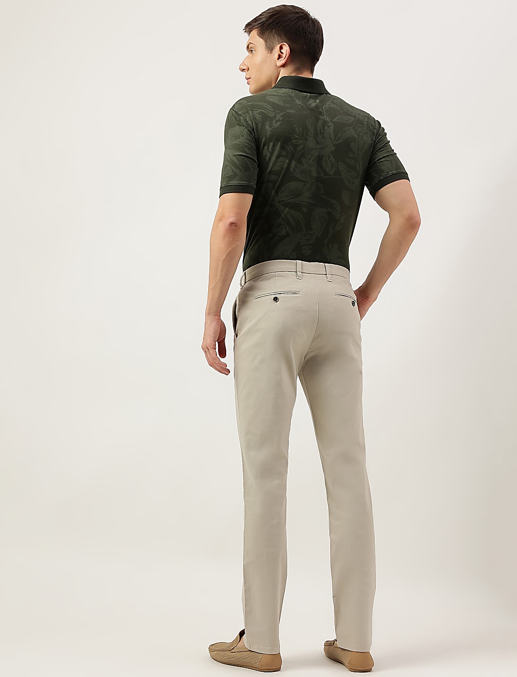 Slim Fit Cotton Rich Solid Trousers