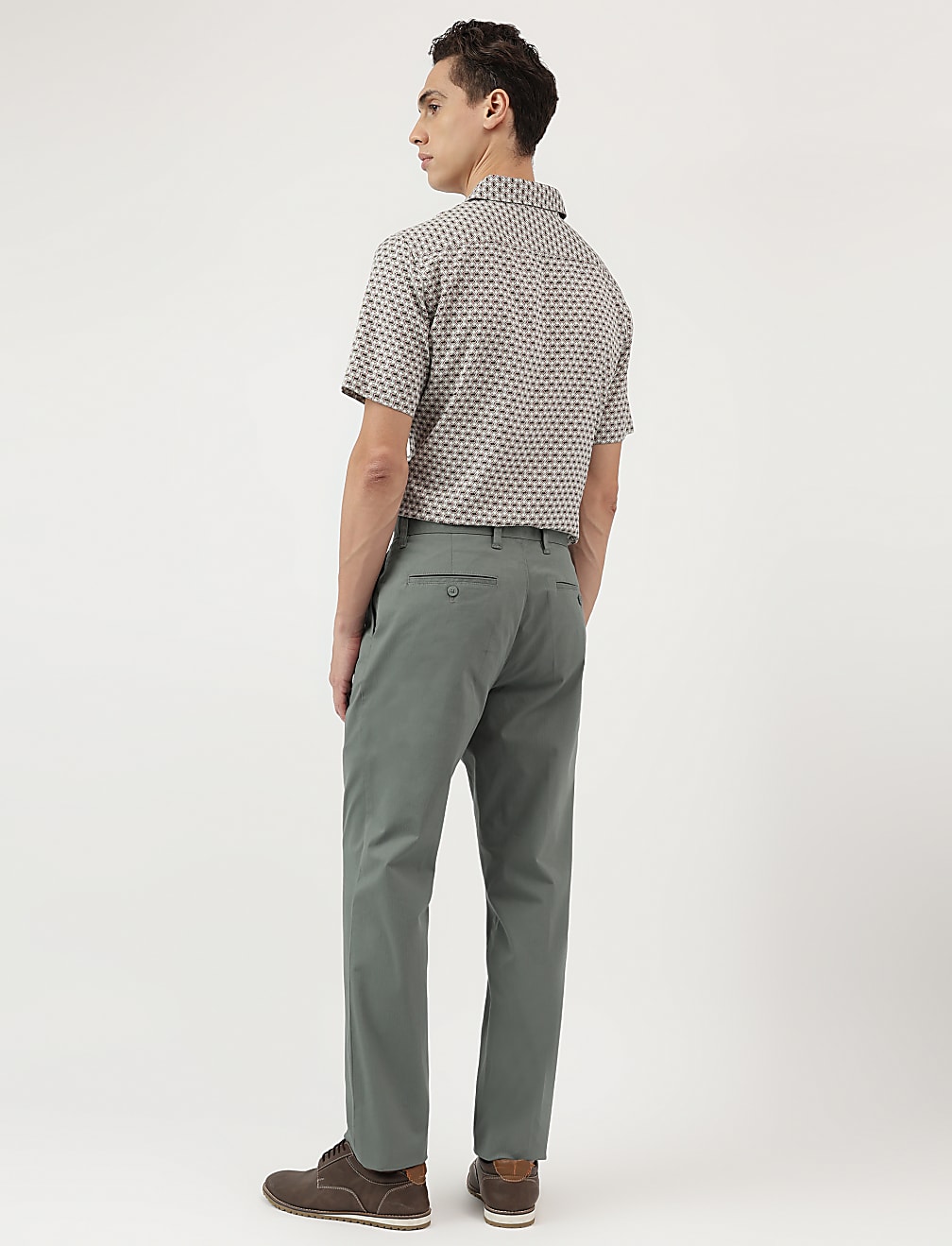 Regular Fit Pure Cotton Plain Trousers