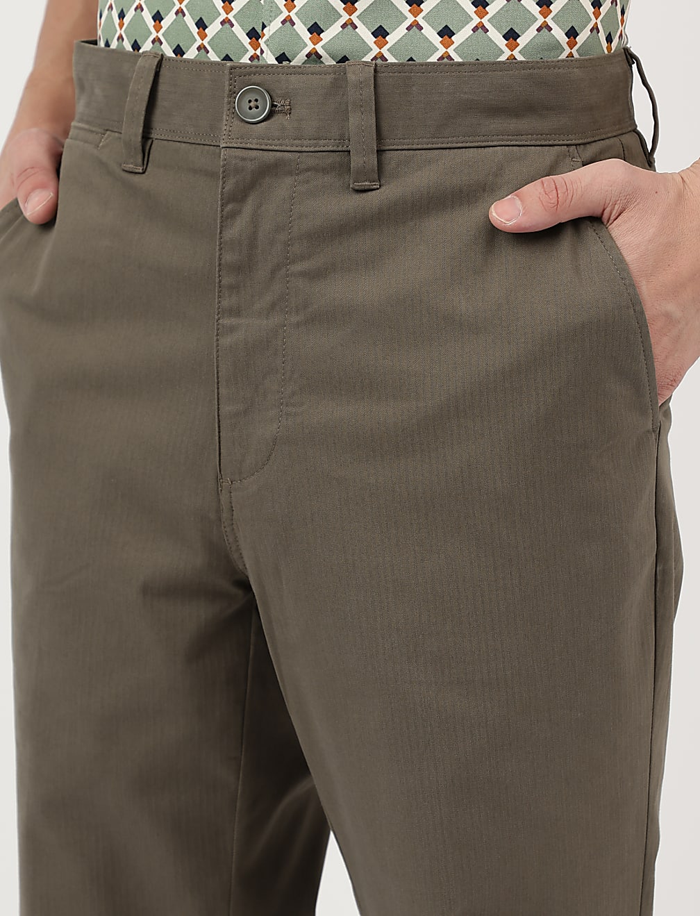 Regular Fit Pure Cotton  Plain Chinos