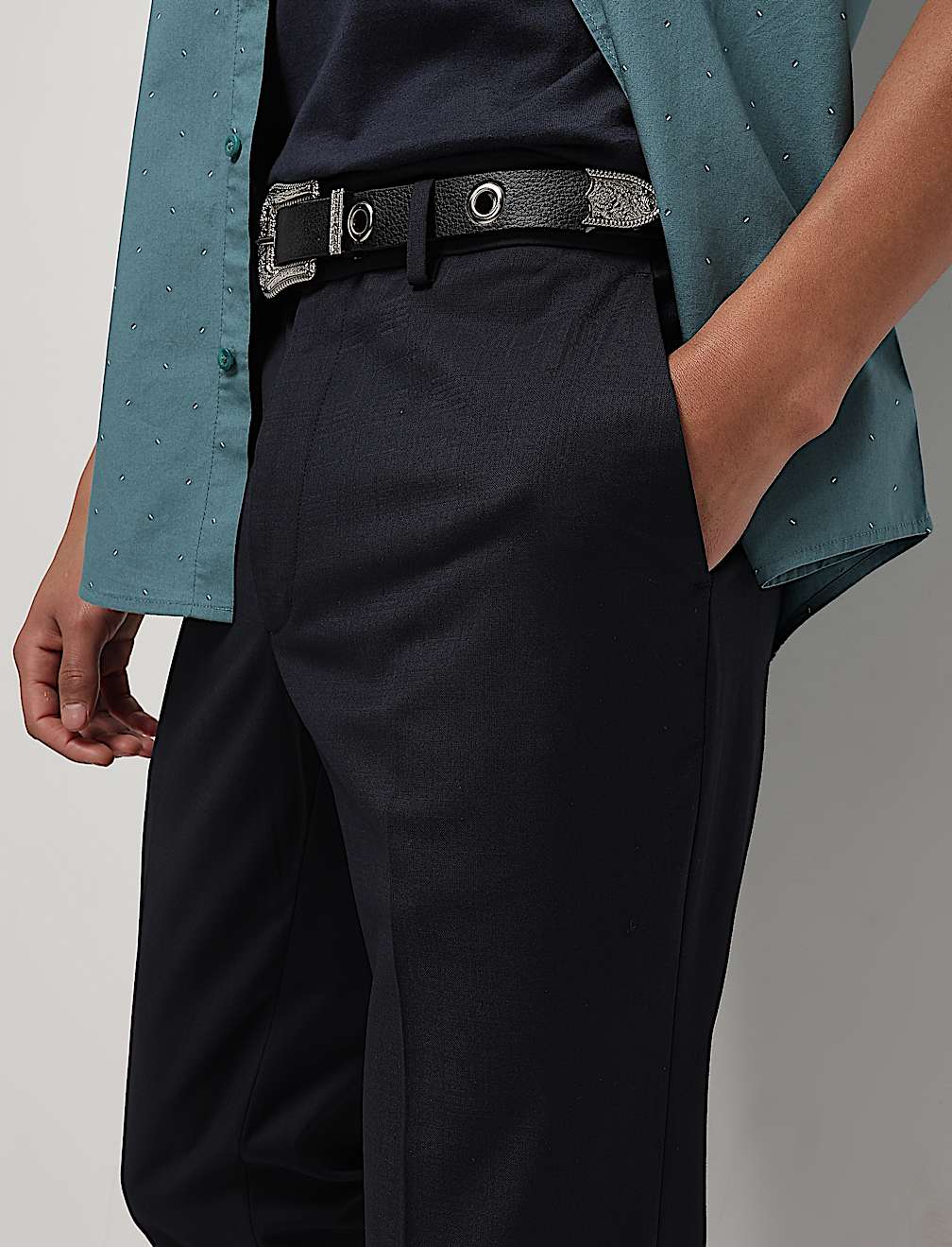 Mid Waist Slim Fit Trousers