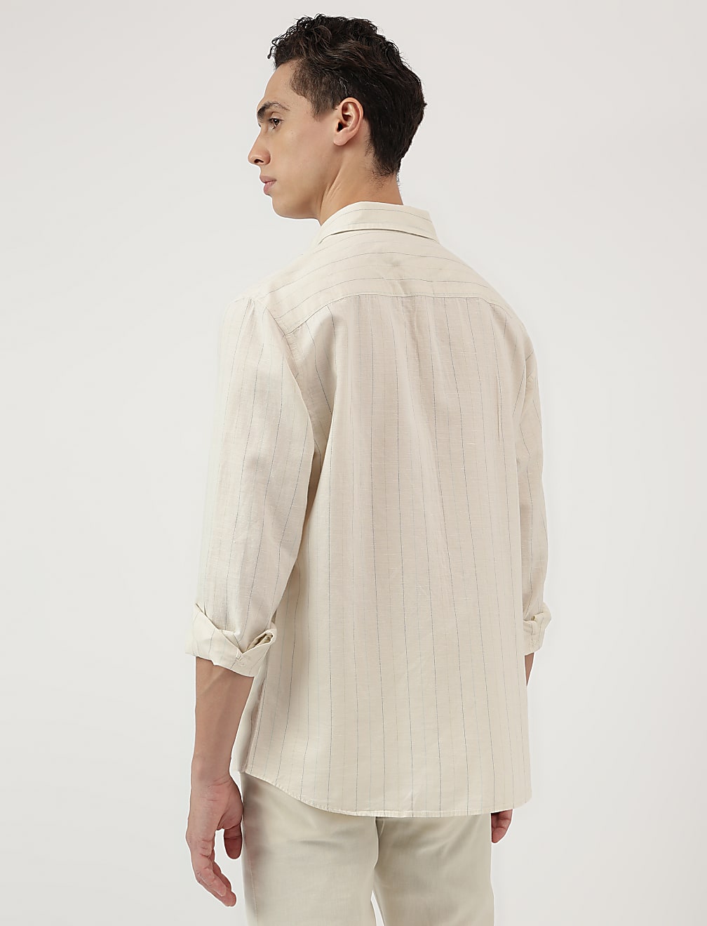 Relaxed Fit Linen Mix Stripes Shirt