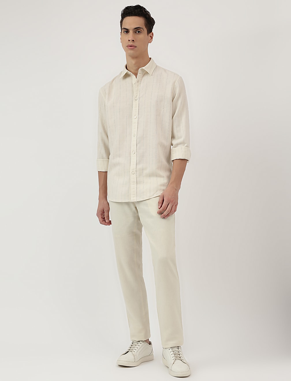 Relaxed Fit Linen Mix Stripes Shirt