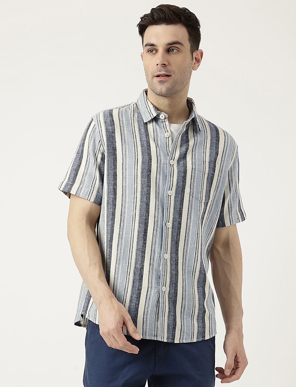 Relaxed Fit Solid Half Sleeves Shirt