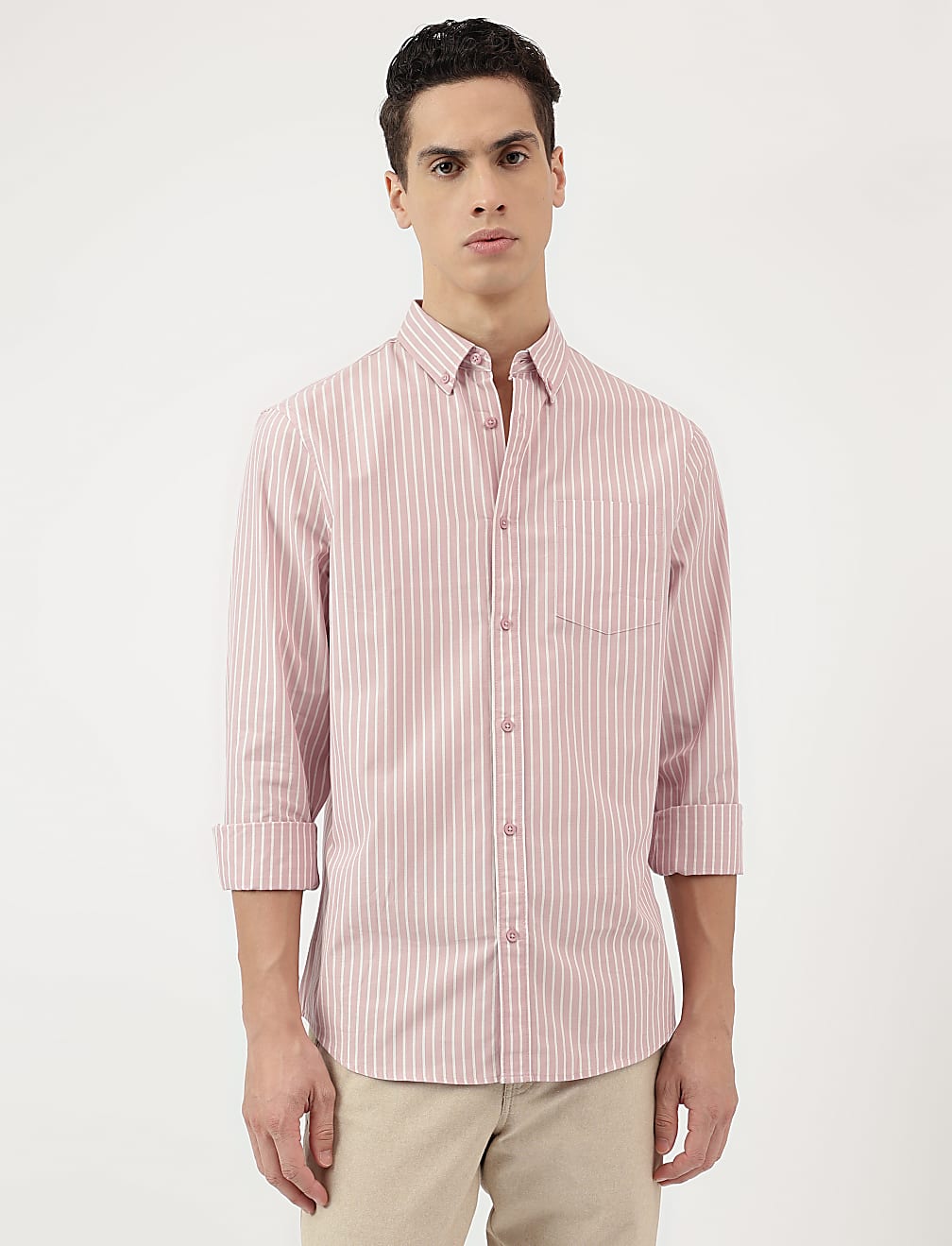 Pure Cotton Stripes Button Down Shirt