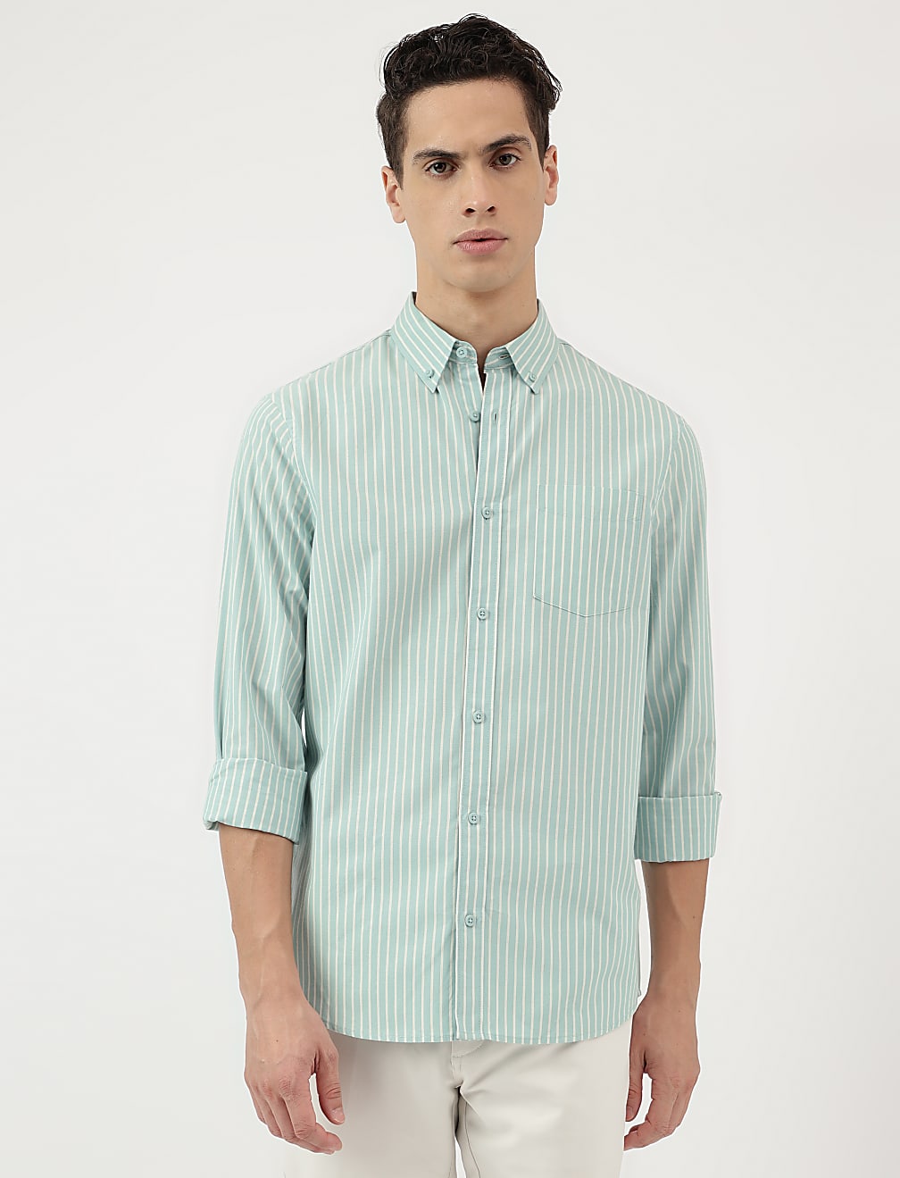 Pure Cotton Stripes Button Down Shirt