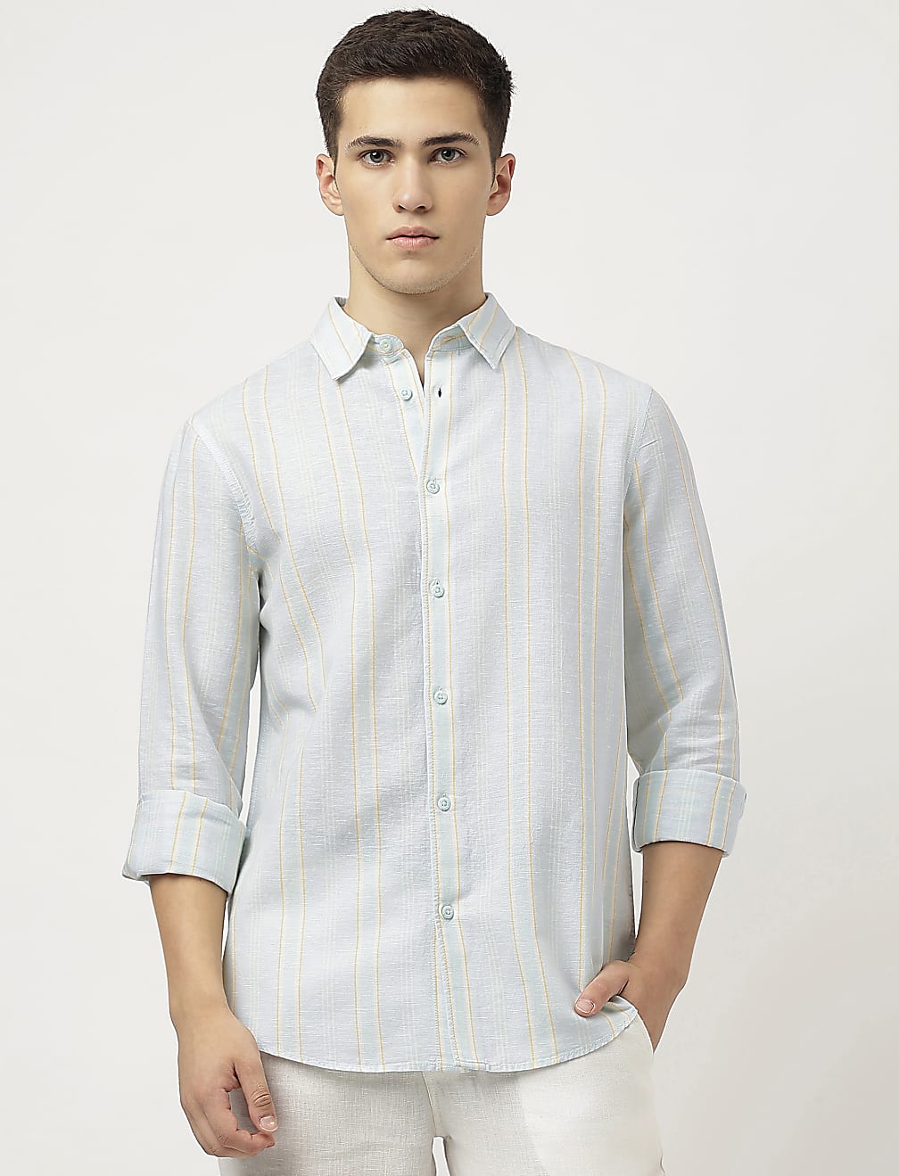 Linen Blend Striped Shirt